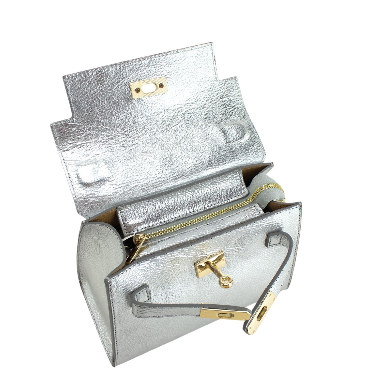 Bolso en Piel Pregato Latenza Plata - KimondoShop