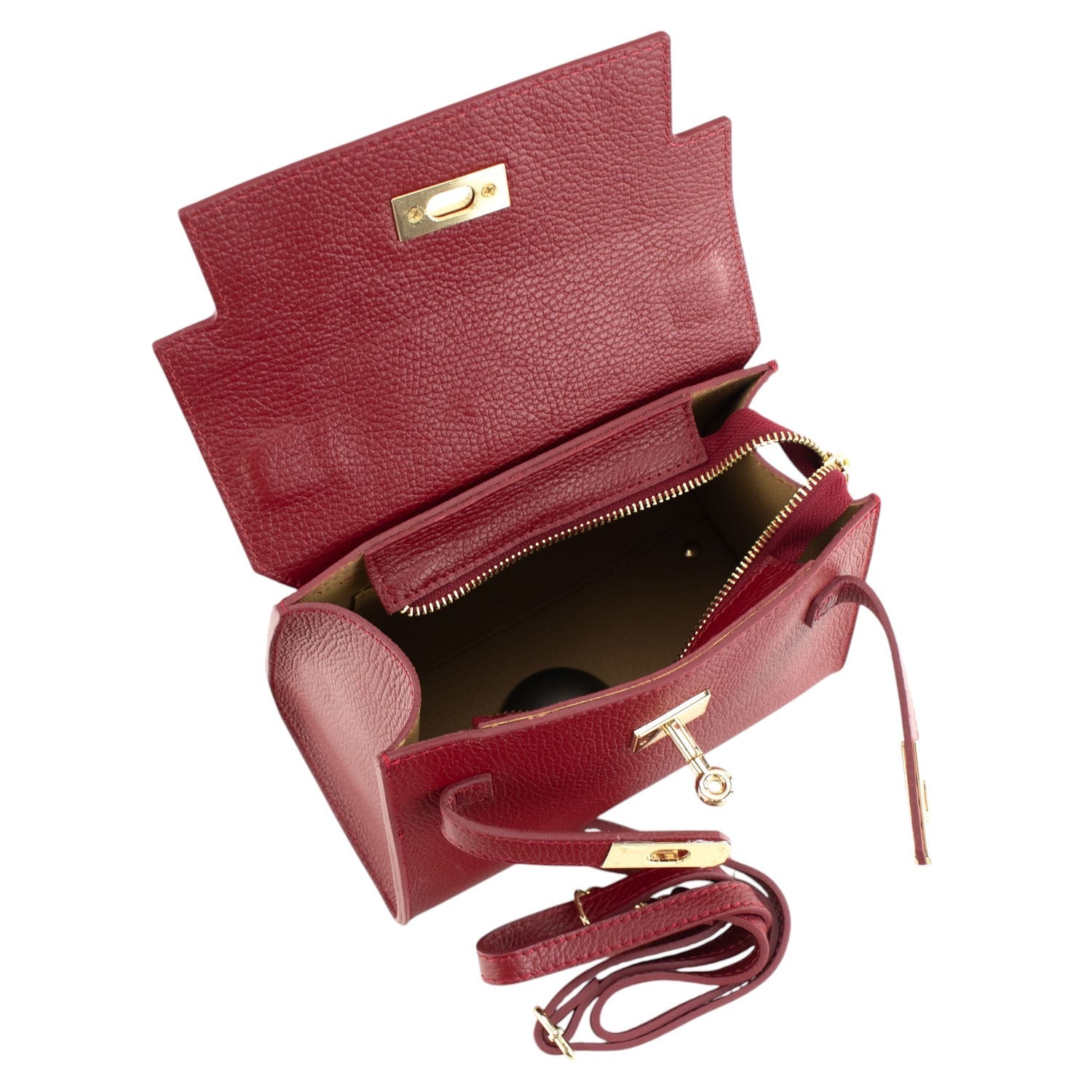 Bolso en Piel Pregato Latenza Rojo oscuro - KimondoShop