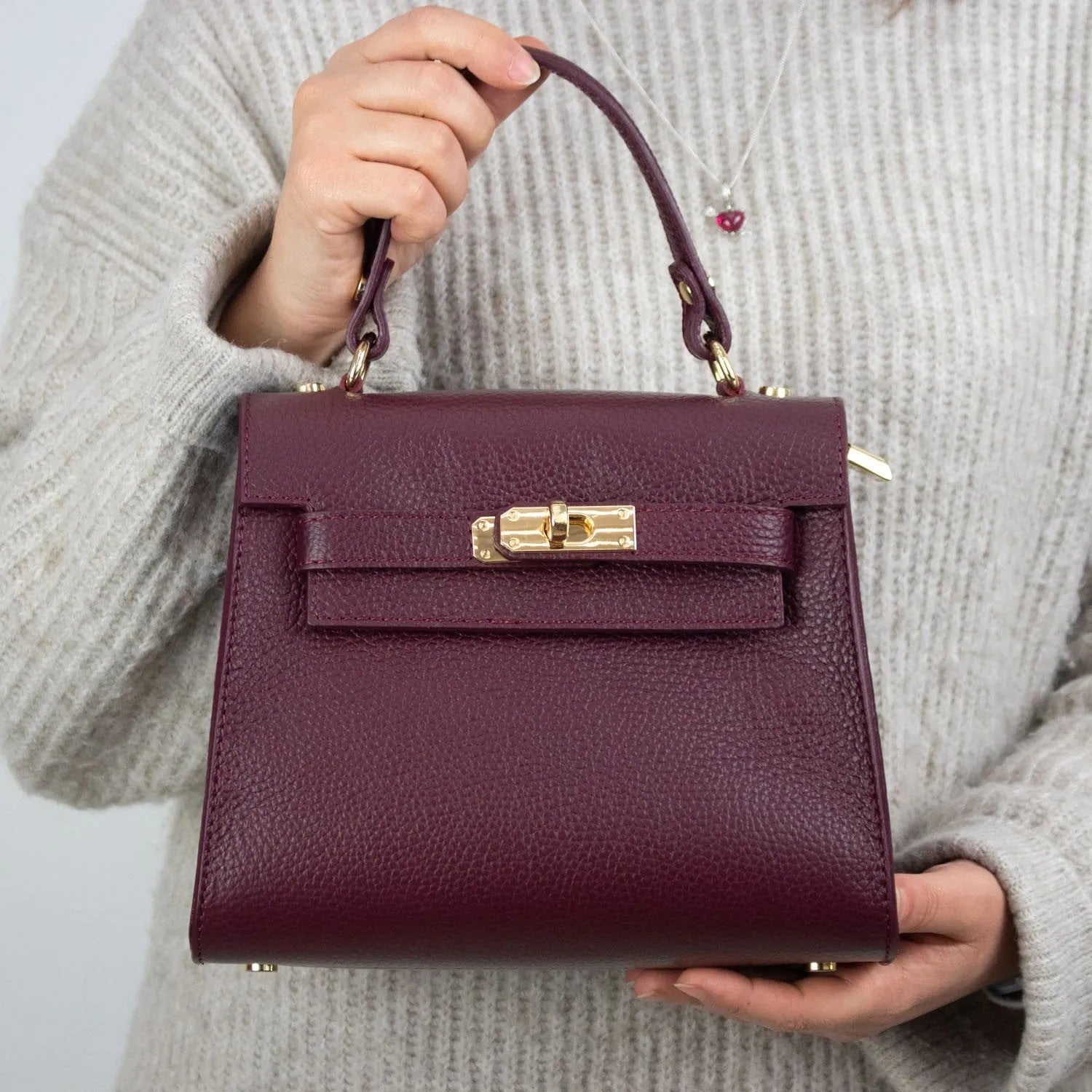 Bolso en Piel Pregato Latenza Vino - KimondoShop