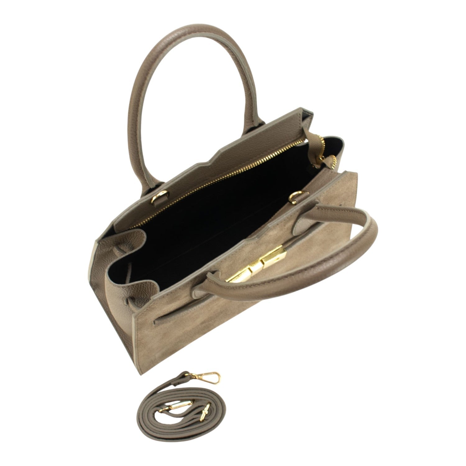 Bolso en Piel Pregato Lizea Taupe - KimondoShop