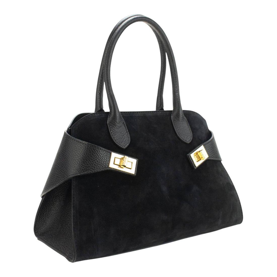 Bolso en piel Pregato Milano Ante Negro - KimondoShop