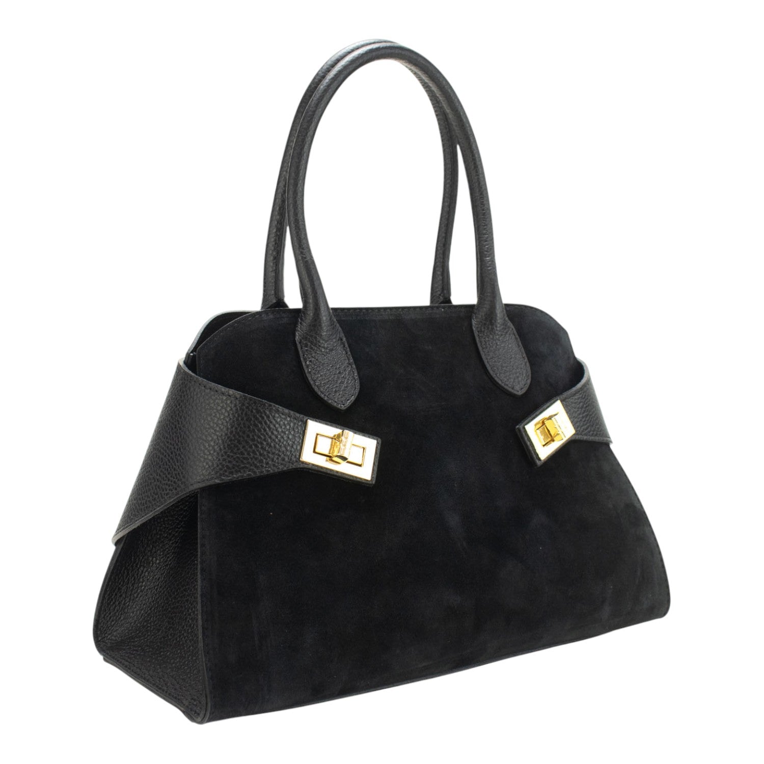 Bolso en piel Pregato Milano Ante Negro - KimondoShop