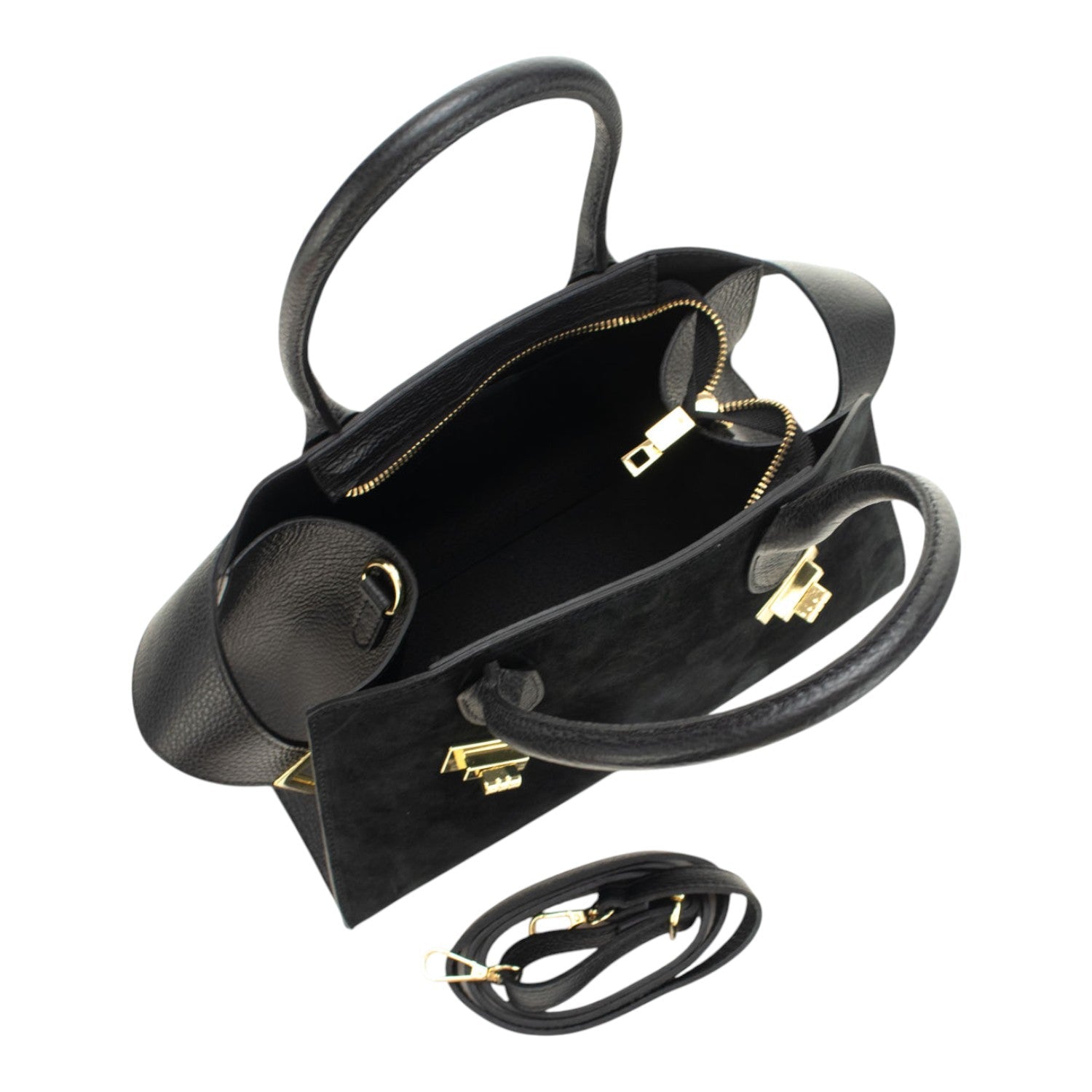 Bolso en piel Pregato Milano Ante Negro - KimondoShop