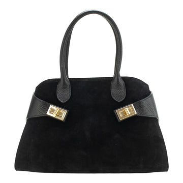 Bolso en piel Pregato Milano Ante Negro - KimondoShop