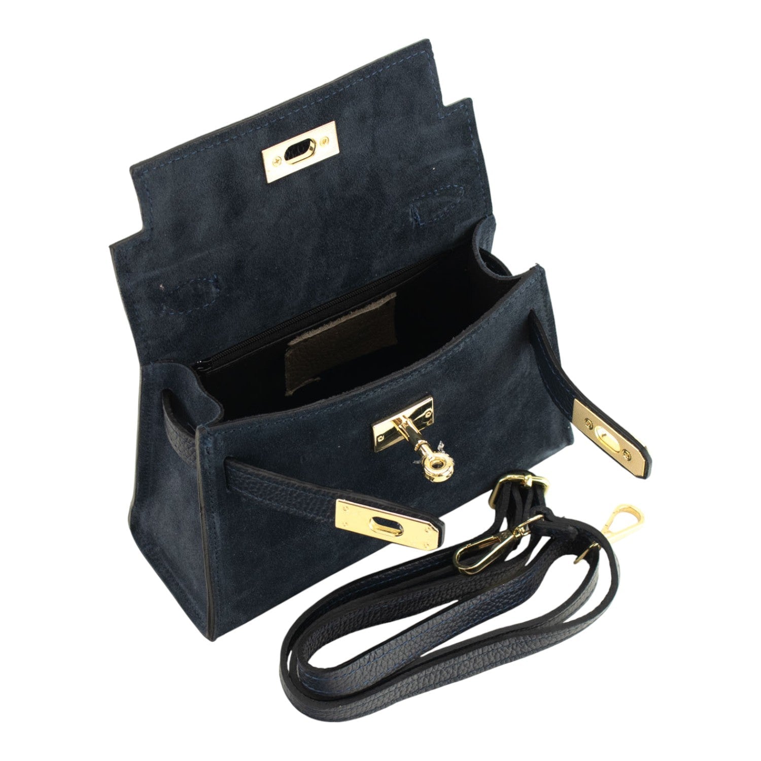 Bolso en Piel Pregato mini Latenza Ante Azul marino - KimondoShop