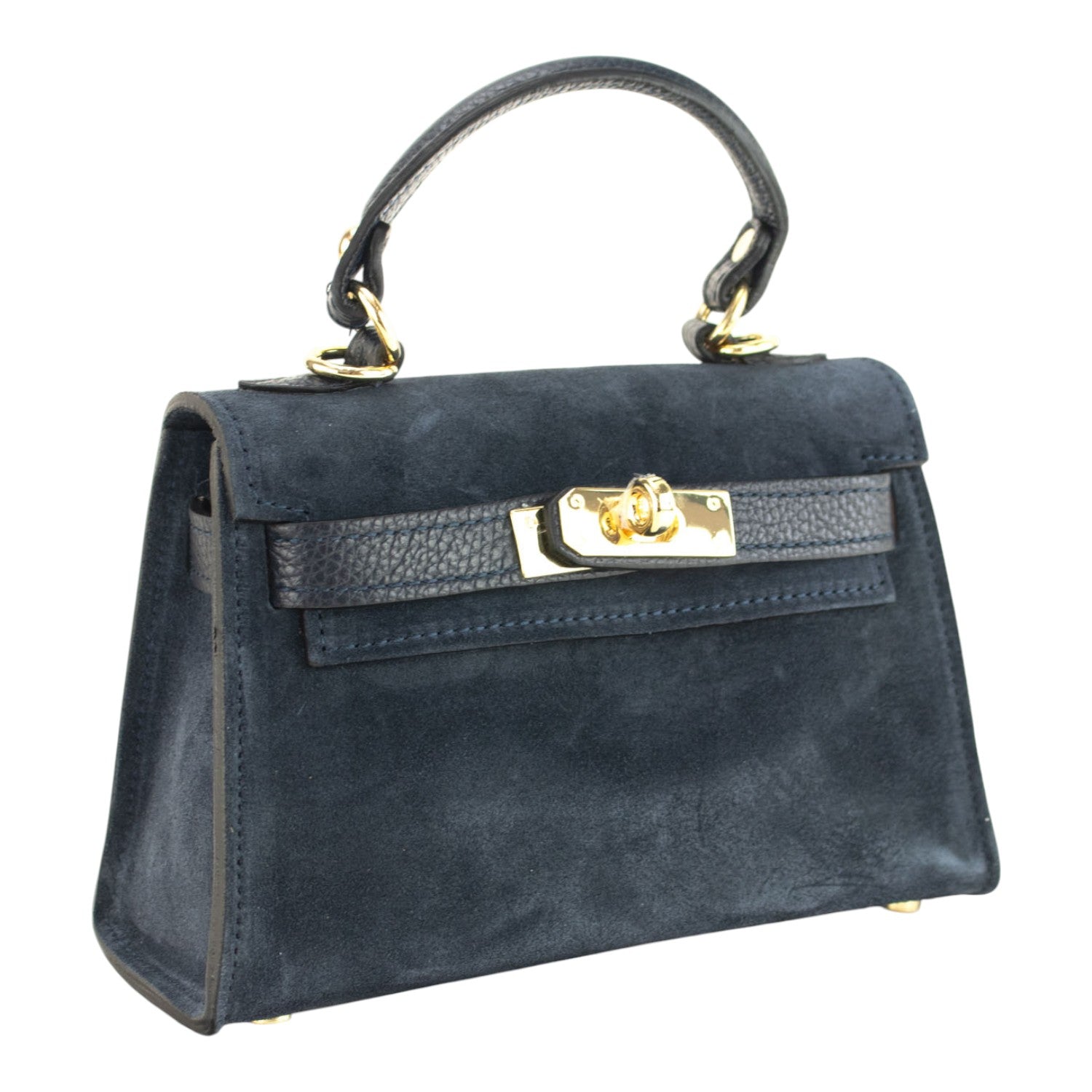 Bolso en Piel Pregato mini Latenza Ante Azul marino - KimondoShop