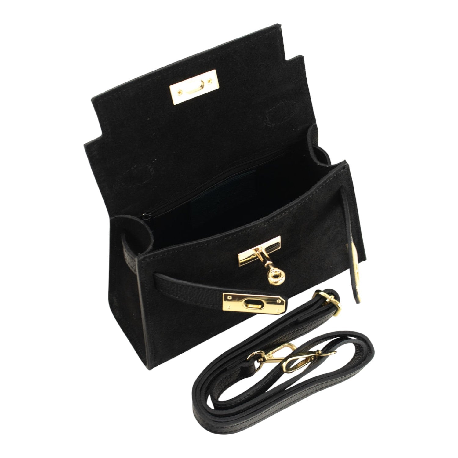 Bolso en Piel Pregato mini Latenza Ante Negro - KimondoShop