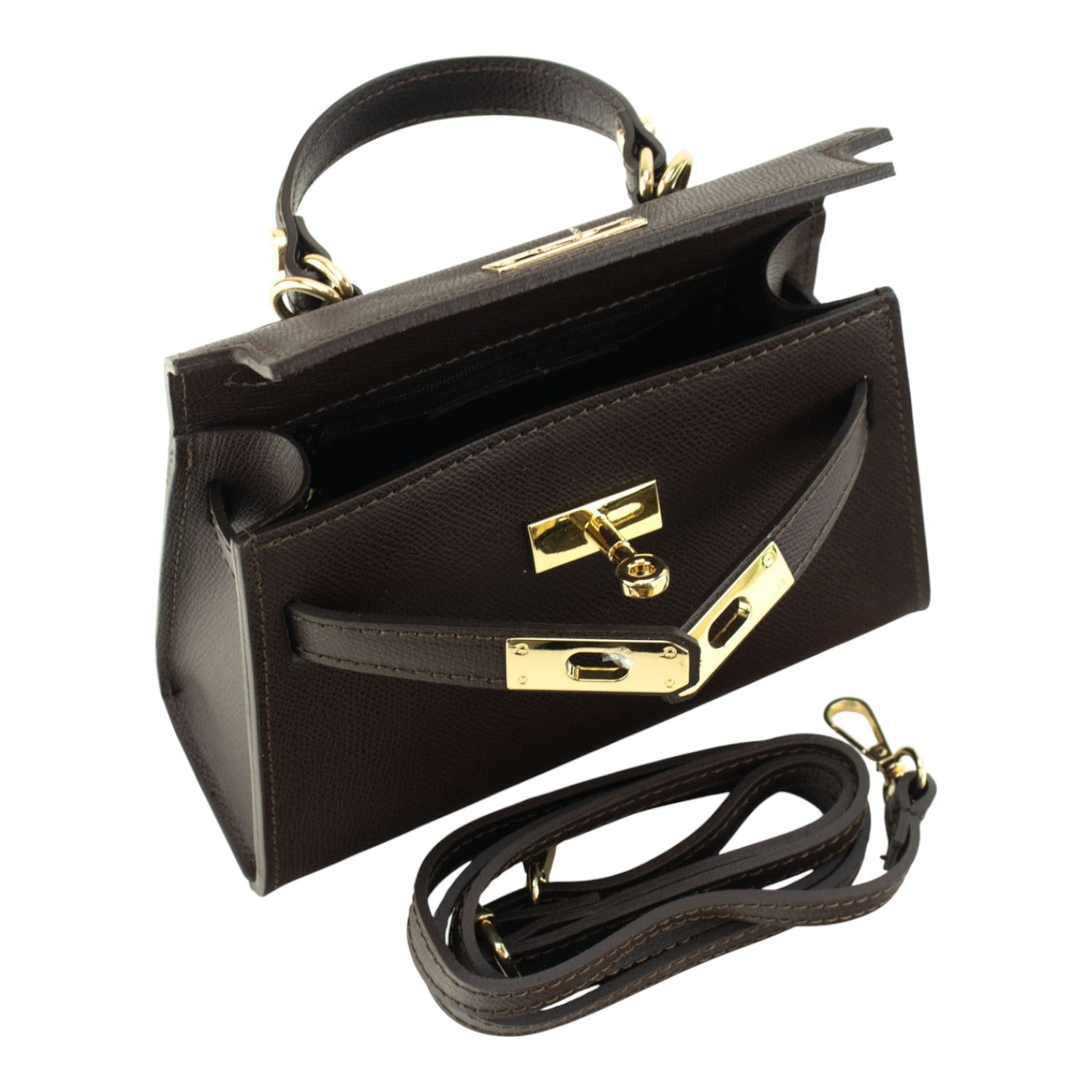 Bolso en Piel Pregato mini Latenza Chocolate - KimondoShop