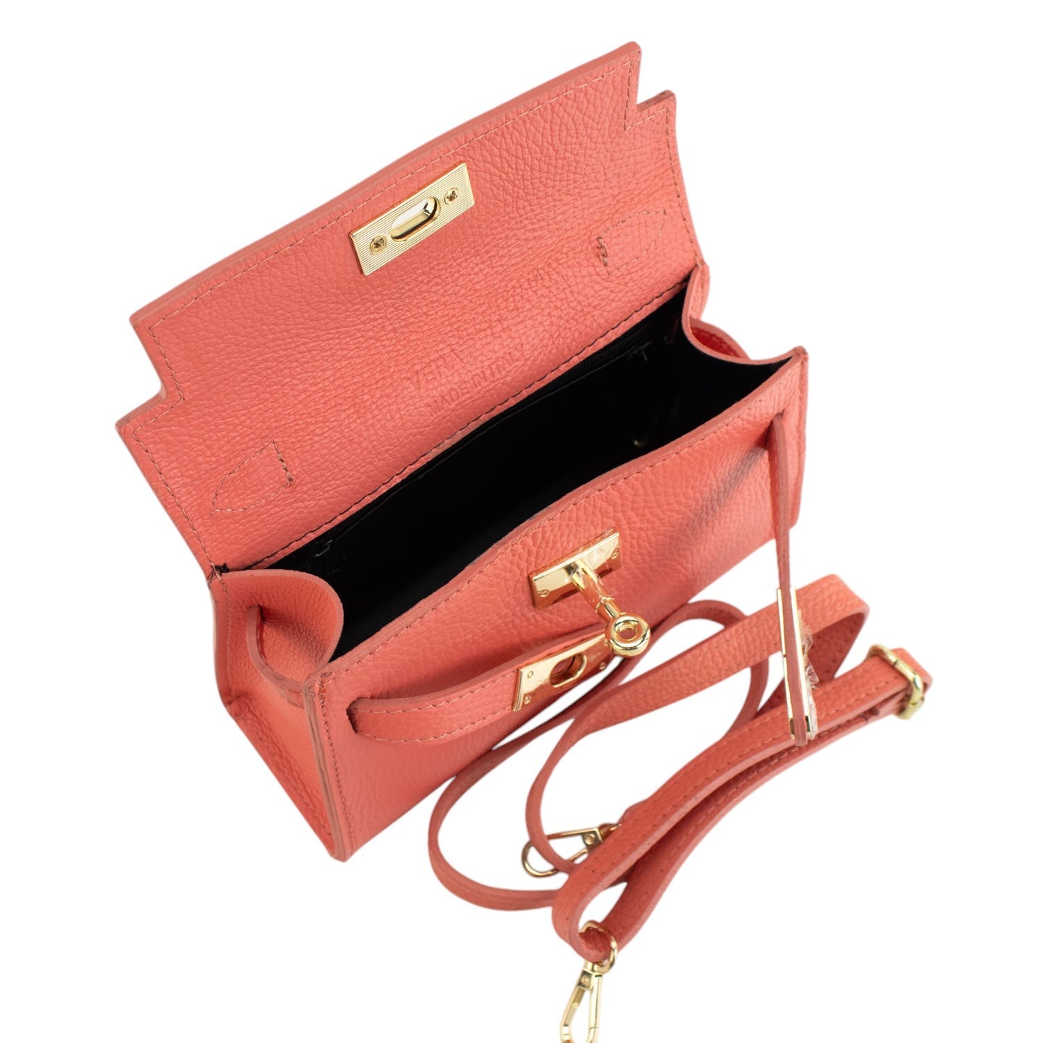 Bolso en Piel Pregato mini Latenza Coral - KimondoShop