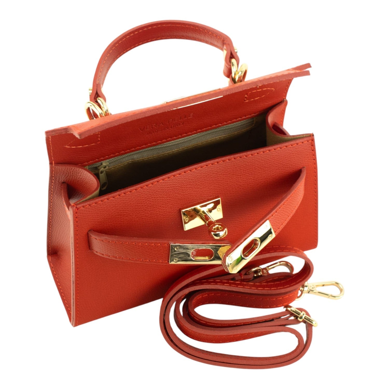 Bolso en Piel Pregato mini Latenza Naranja oscuro - KimondoShop