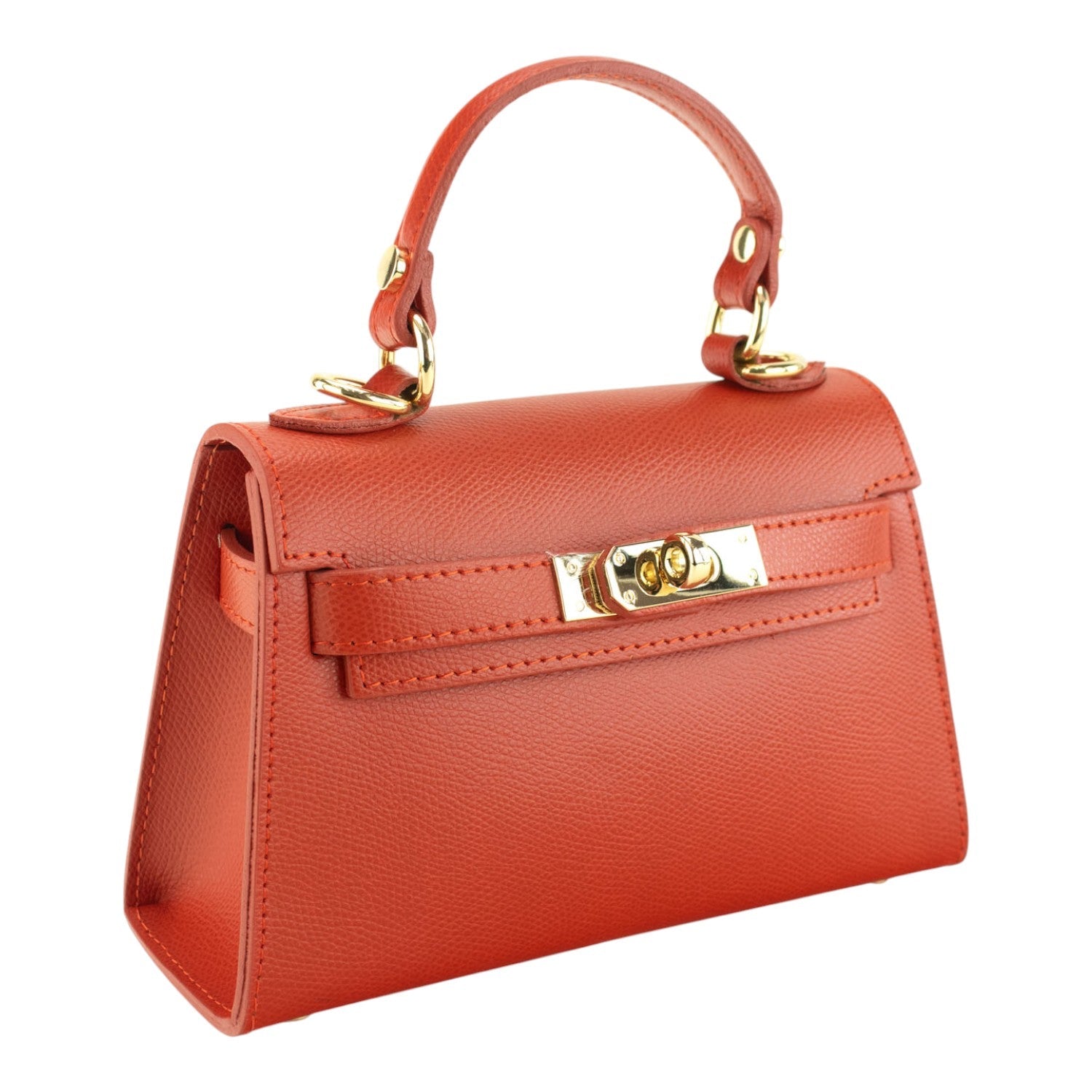 Bolso en Piel Pregato mini Latenza Naranja oscuro - KimondoShop
