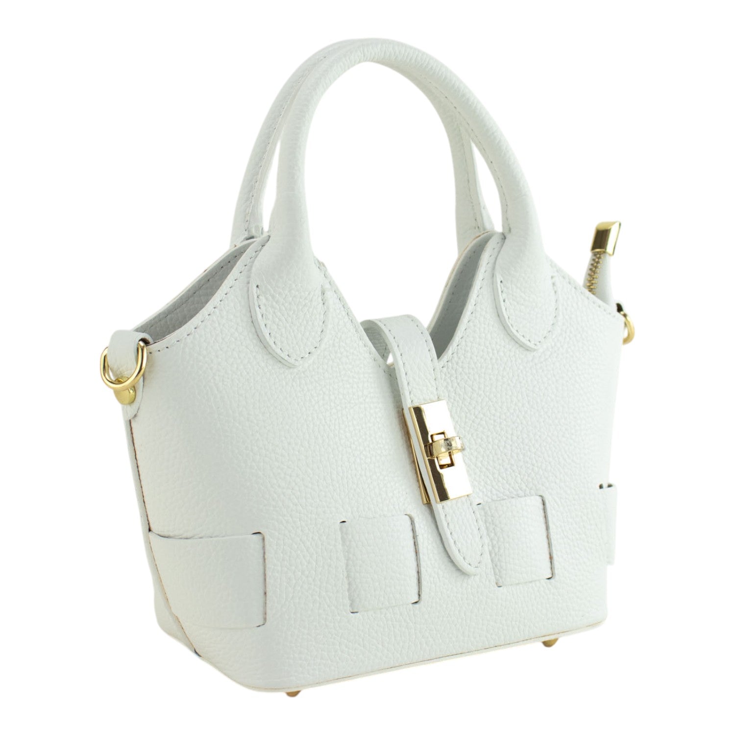 Bolso en Piel Pregato Piccolo tape Blanco - KimondoShop
