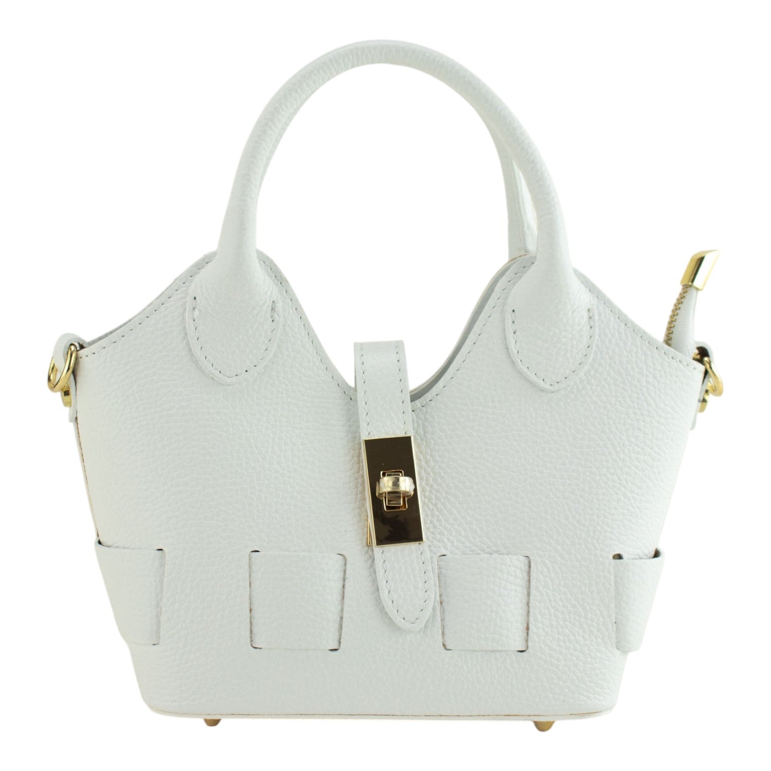Bolso en Piel Pregato Piccolo tape Blanco - KimondoShop