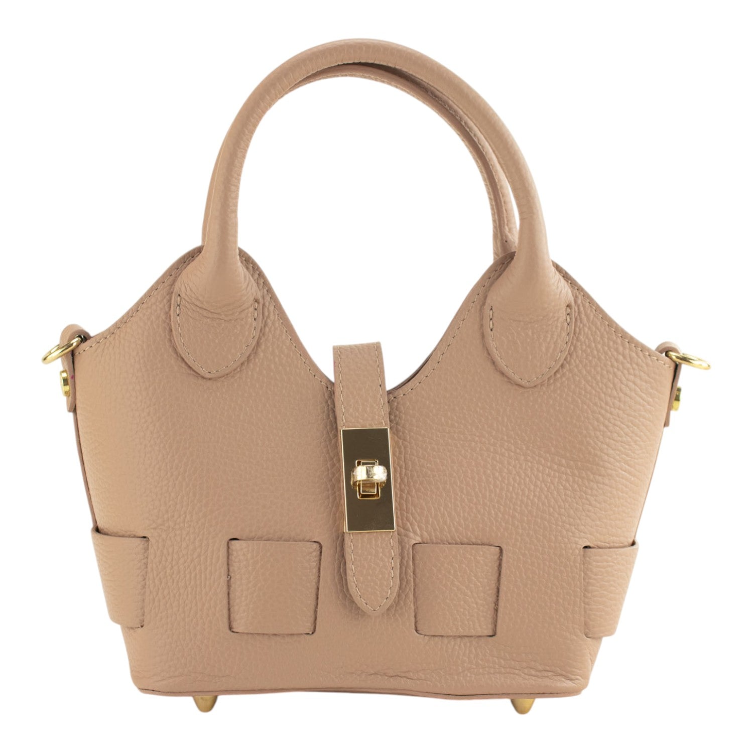 Bolso en Piel Pregato Piccolo tape Nude - KimondoShop