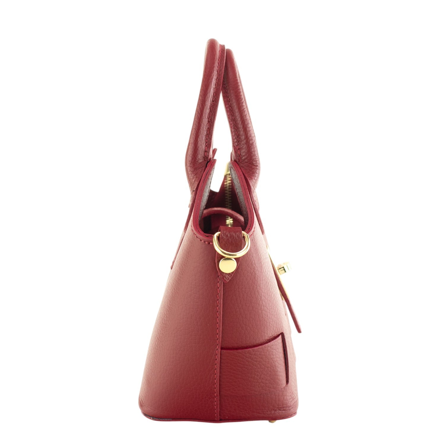 Bolso en Piel Pregato Piccolo tape Rojo oscuro - KimondoShop