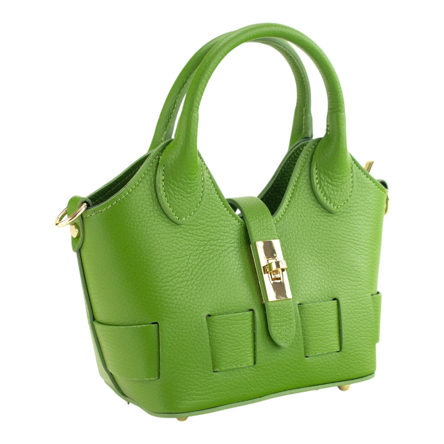 Bolso en Piel Pregato Piccolo tape Verde manzana - KimondoShop