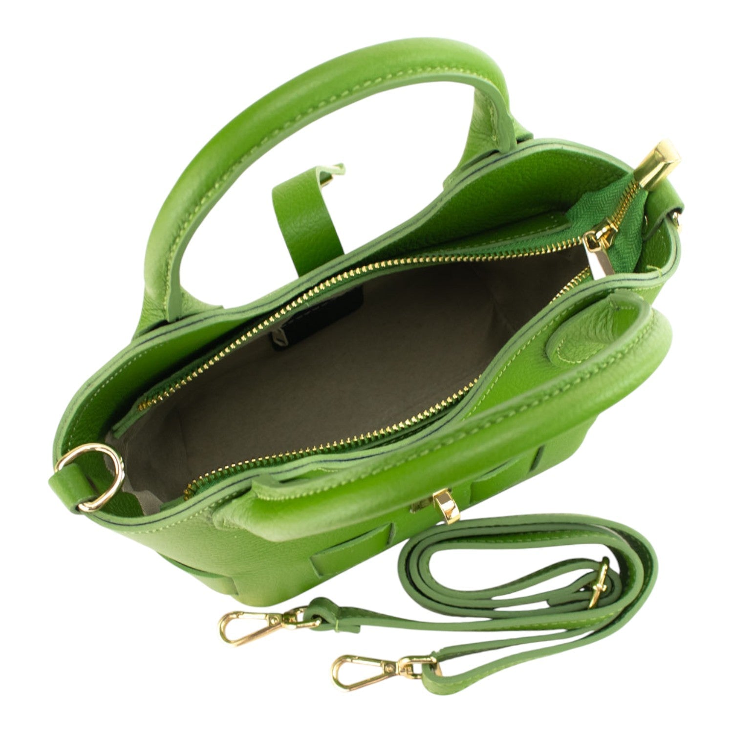 Bolso en Piel Pregato Piccolo tape Verde manzana - KimondoShop