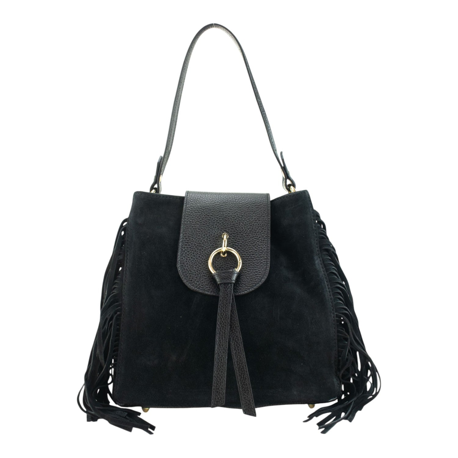 Bolso en piel Pregato Solenne Ante Negro - KimondoShop