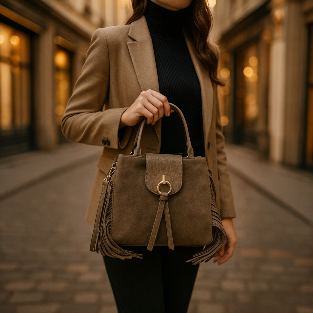 Bolso en piel Pregato Solenne Ante Taupe - KimondoShop