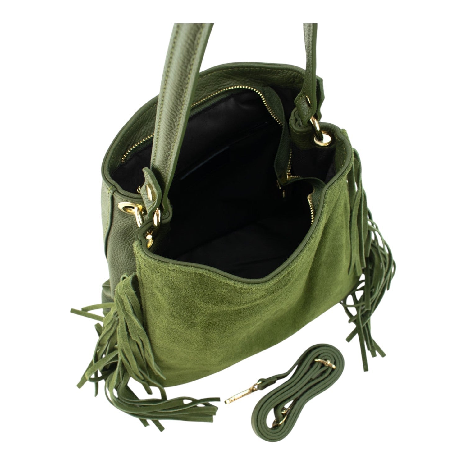 Bolso en piel Pregato Solenne Ante Verde - KimondoShop