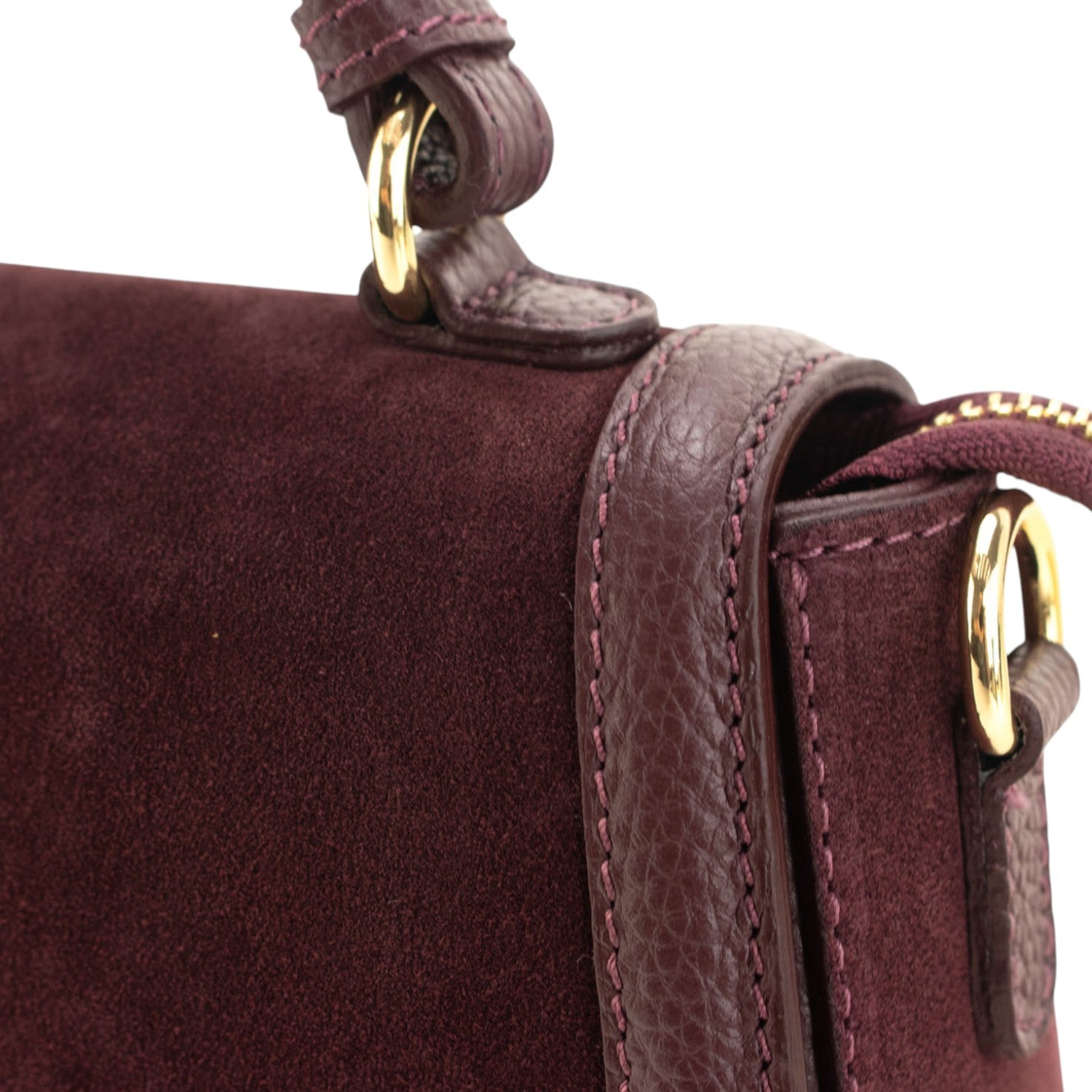 Bolso en piel Pregato Velluto Ante Burdeos - KimondoShop