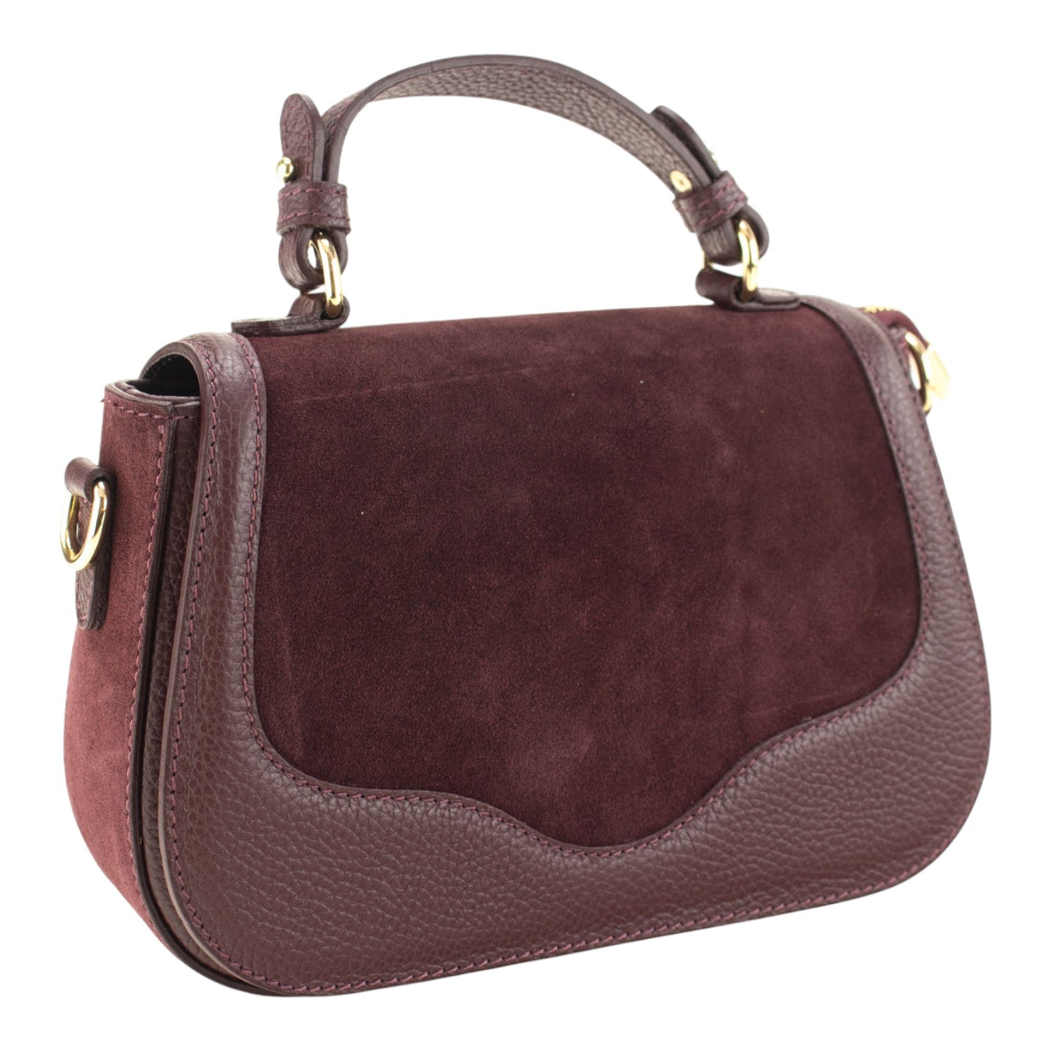 Bolso en piel Pregato Velluto Ante Burdeos - KimondoShop