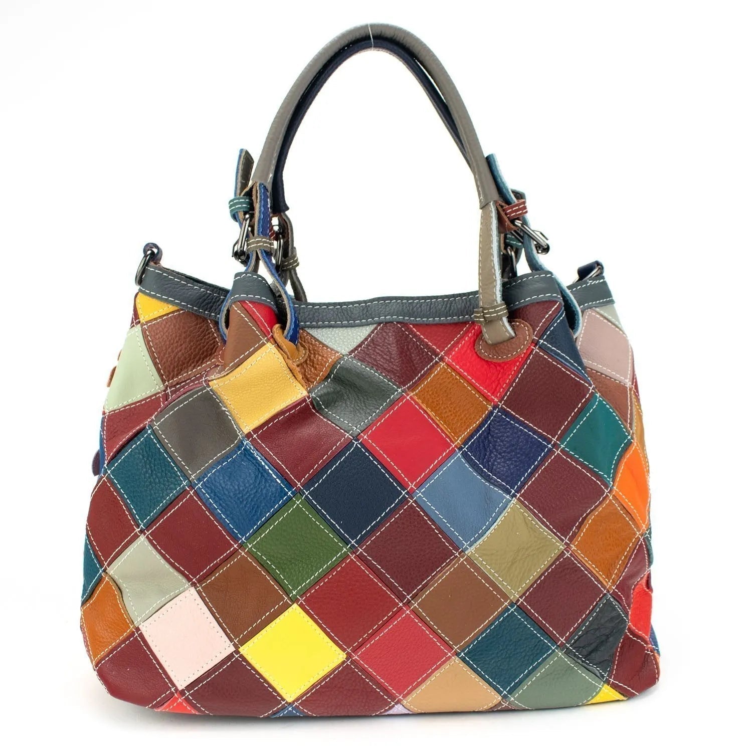 Bolso hobo de Piel Pregato Mosaic Flowers - KimondoShop