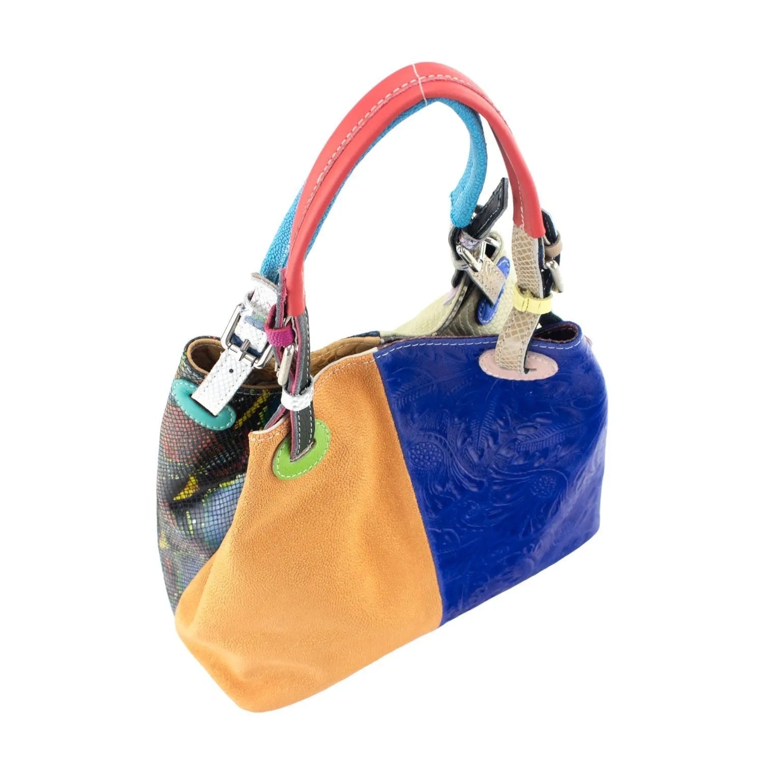 Bolso hobo en Piel Pregato Vittoria Azul eléctrico Camel - KimondoShop