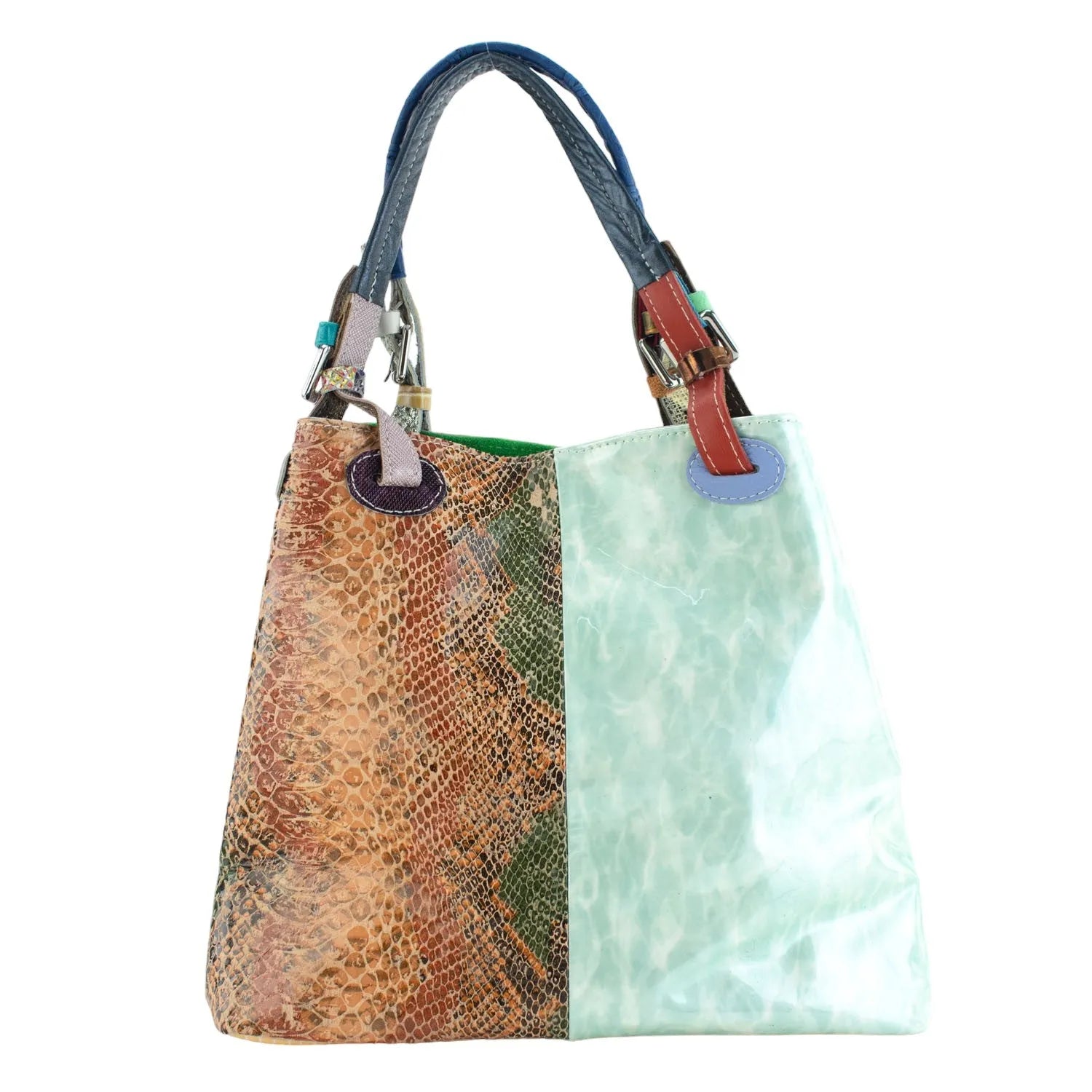 Bolso hobo en Piel Pregato Vittoria Snake Marble - KimondoShop