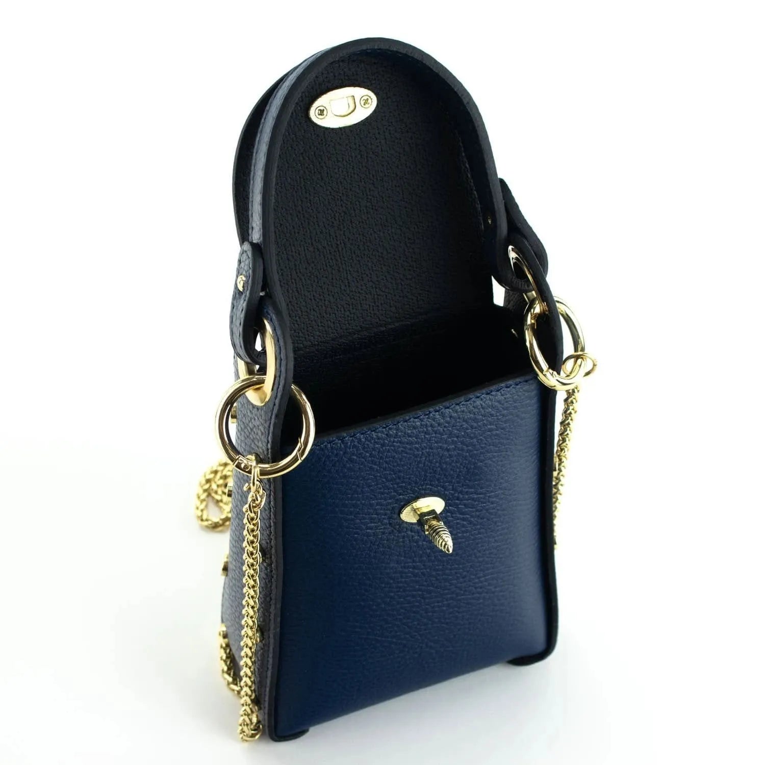 Bolso mini en Piel Pregato Golden Bee Azul marino - KimondoShop