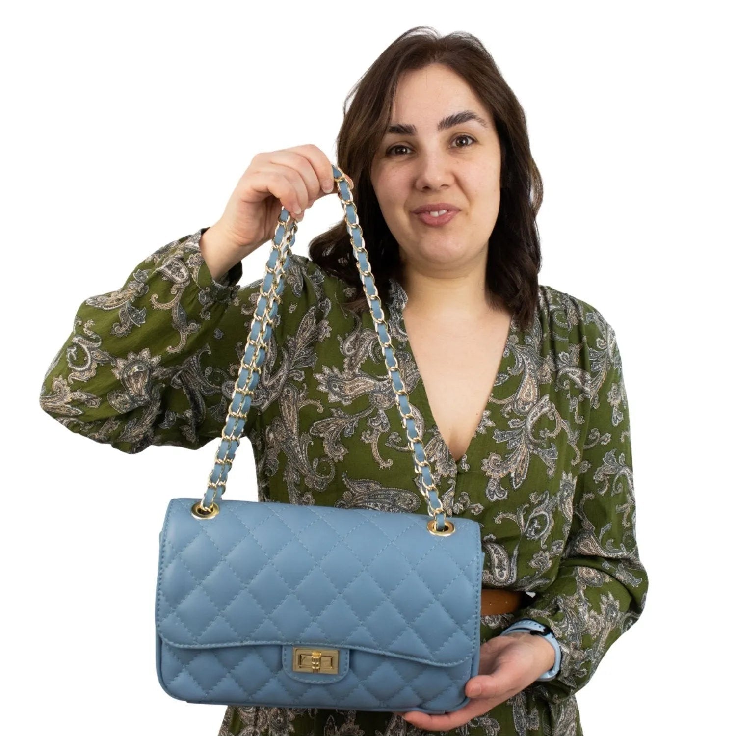 Bolso Piel Pregato Classy Azul Cian oscuro - KimondoShop