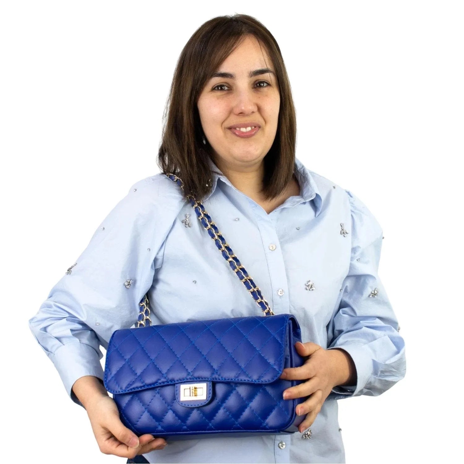 Bolso Piel Pregato Classy Azul eléctrico - KimondoShop