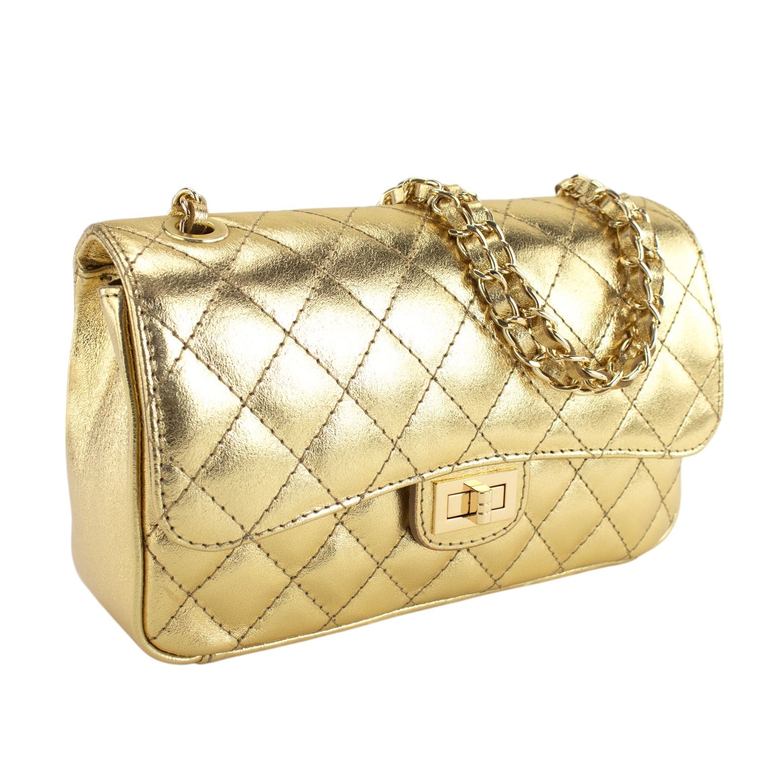 Bolso Piel Pregato Classy Dorado Gold - KimondoShop