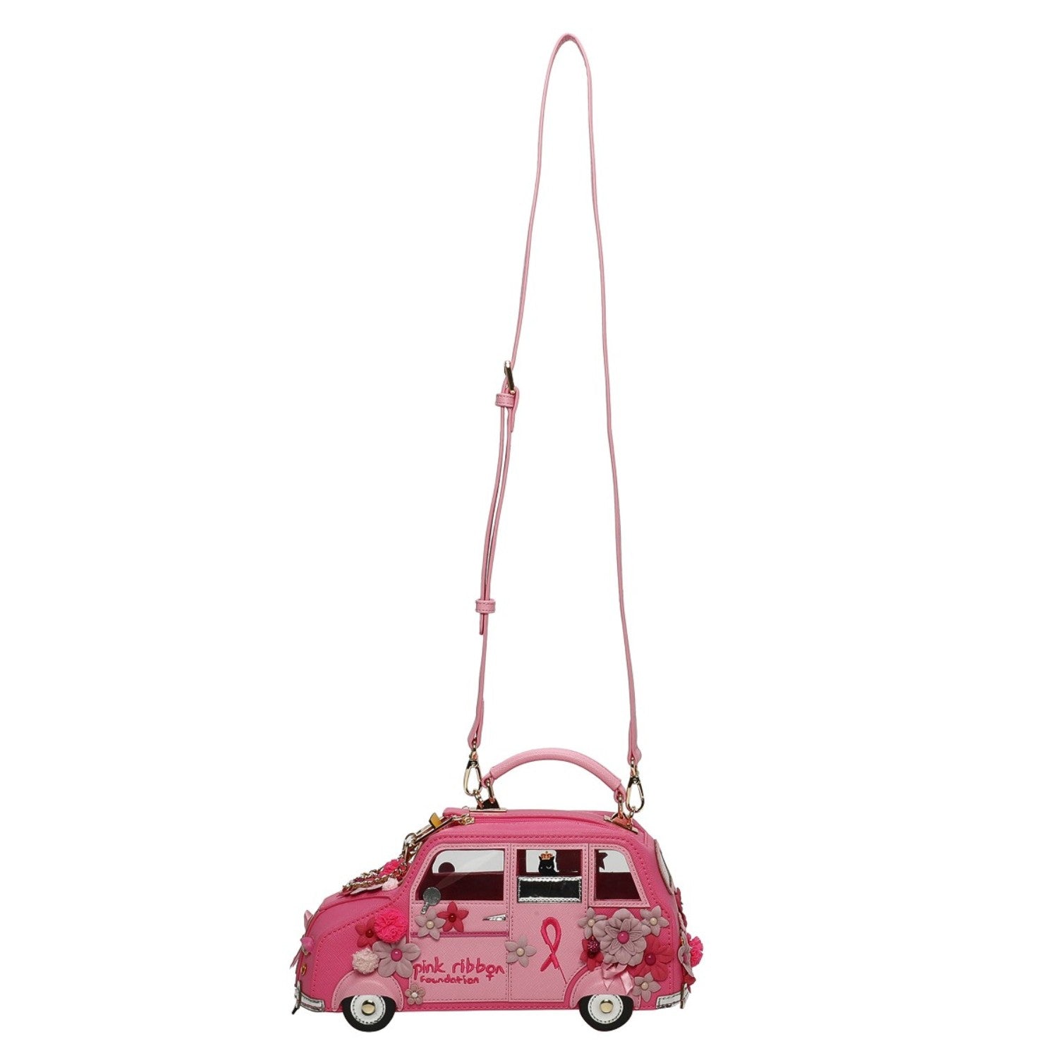 Bolso Pink Taxi Vendula London Cats & Corgis Floral - Pink Ribbon Foundation - KimondoShop