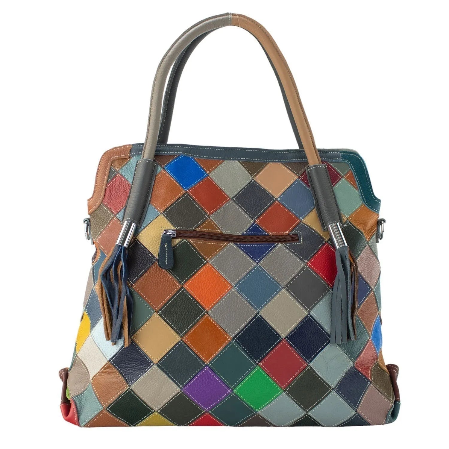 Bolso shopper asa ajustable de Piel Pregato Mosaic Flowers - KimondoShop