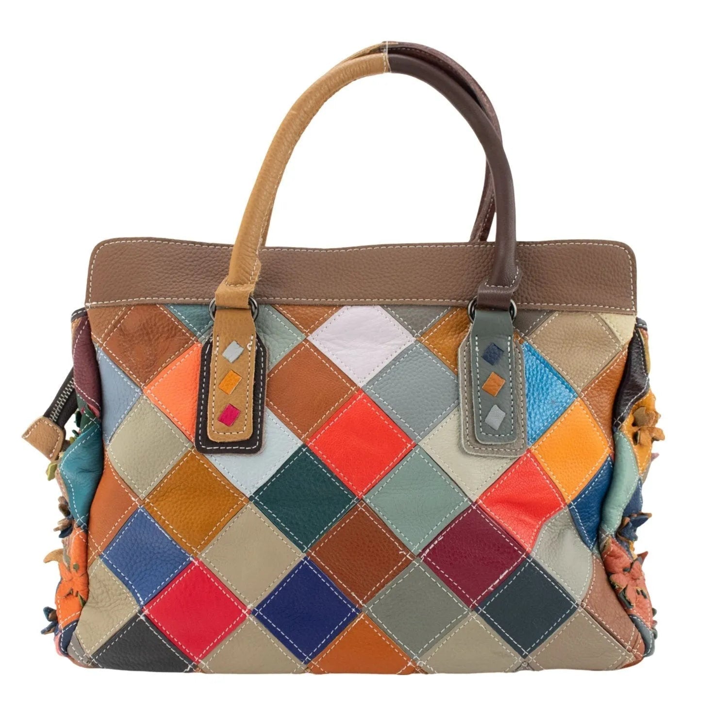 Bolso shopper con broche de Piel Pregato Mosaic Buterfly - KimondoShop