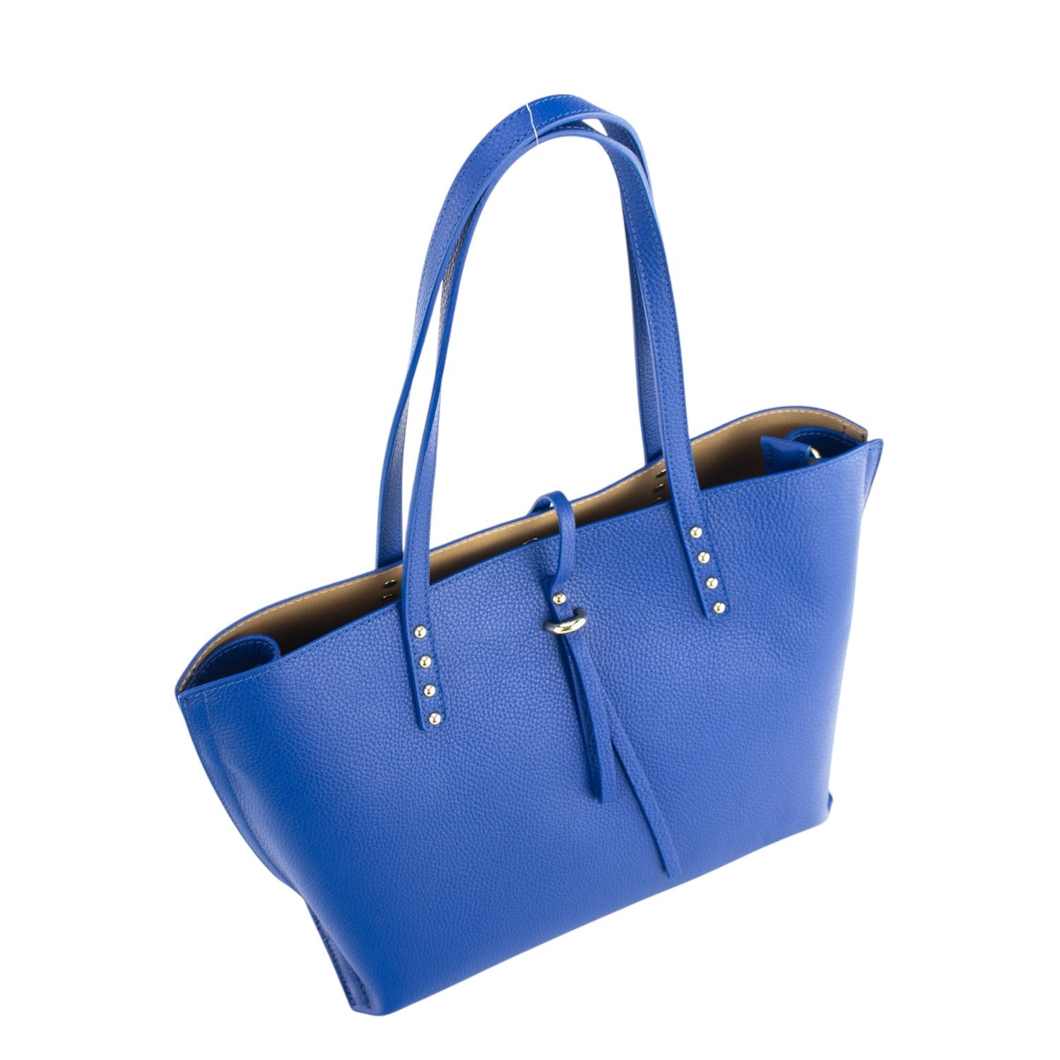 Bolso Shopper en Piel Pregato Loggia Azul electrico - KimondoShop