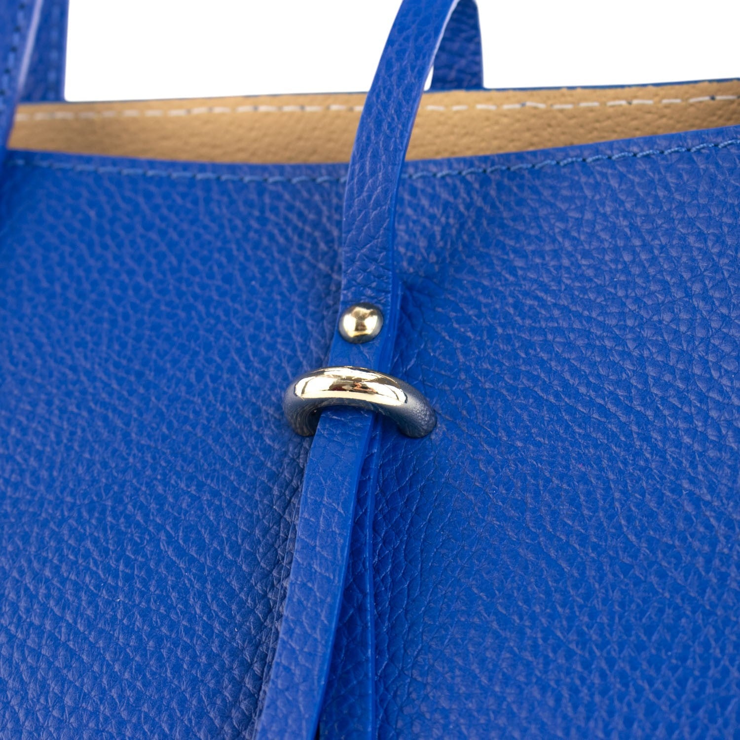 Bolso Shopper en Piel Pregato Loggia Azul electrico - KimondoShop