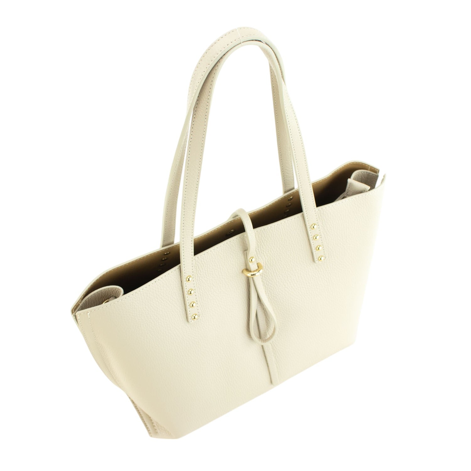 Bolso Shopper en Piel Pregato Loggia Beige - KimondoShop