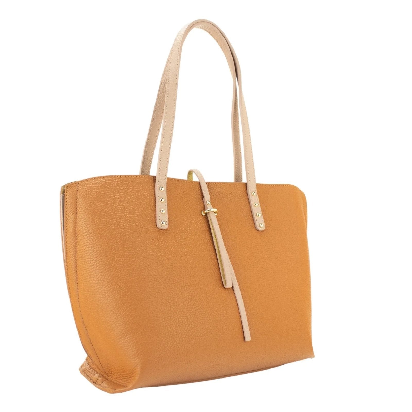 Bolso Shopper en Piel Pregato Loggia Marrón Beige - KimondoShop