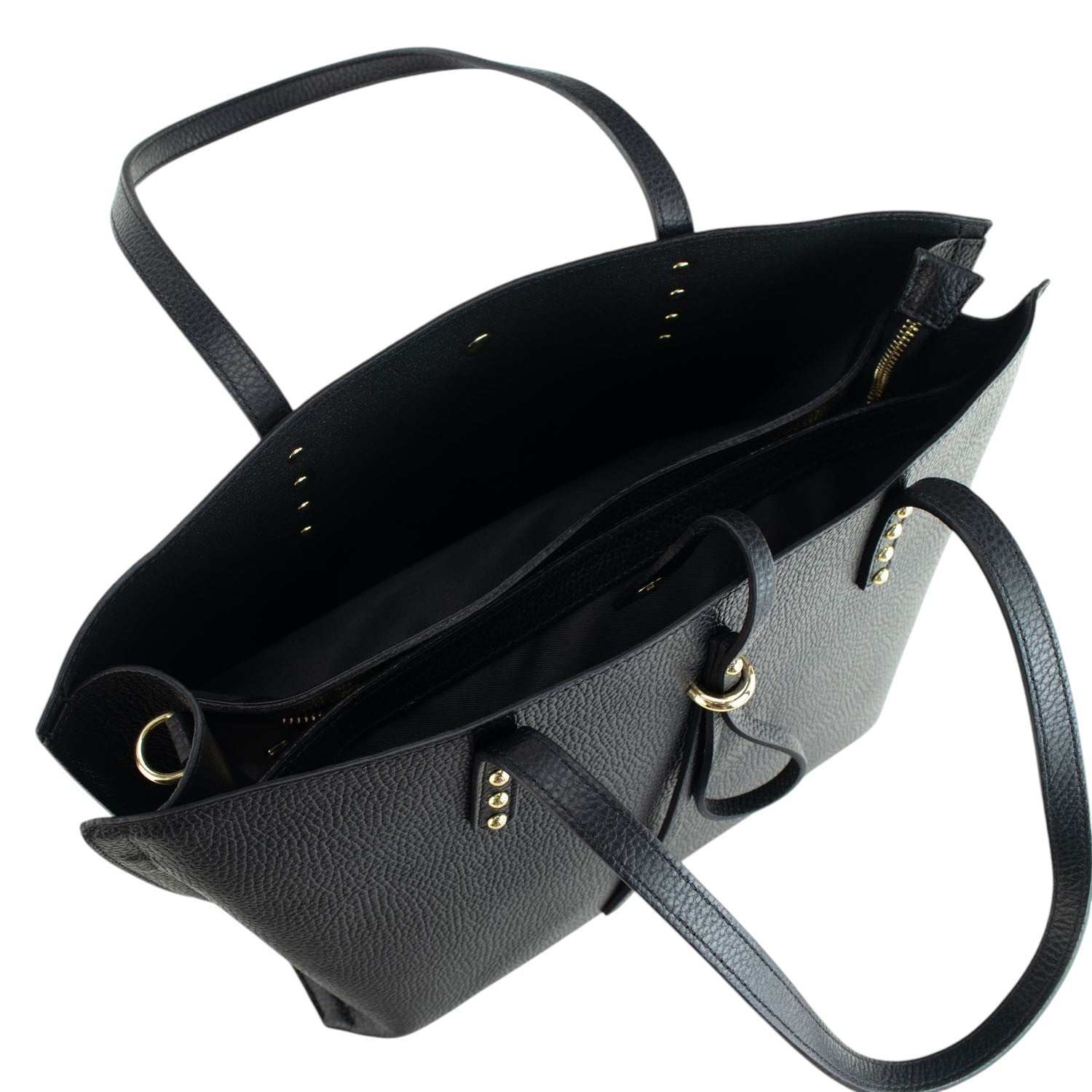 Bolso Shopper en Piel Pregato Loggia Negro - KimondoShop