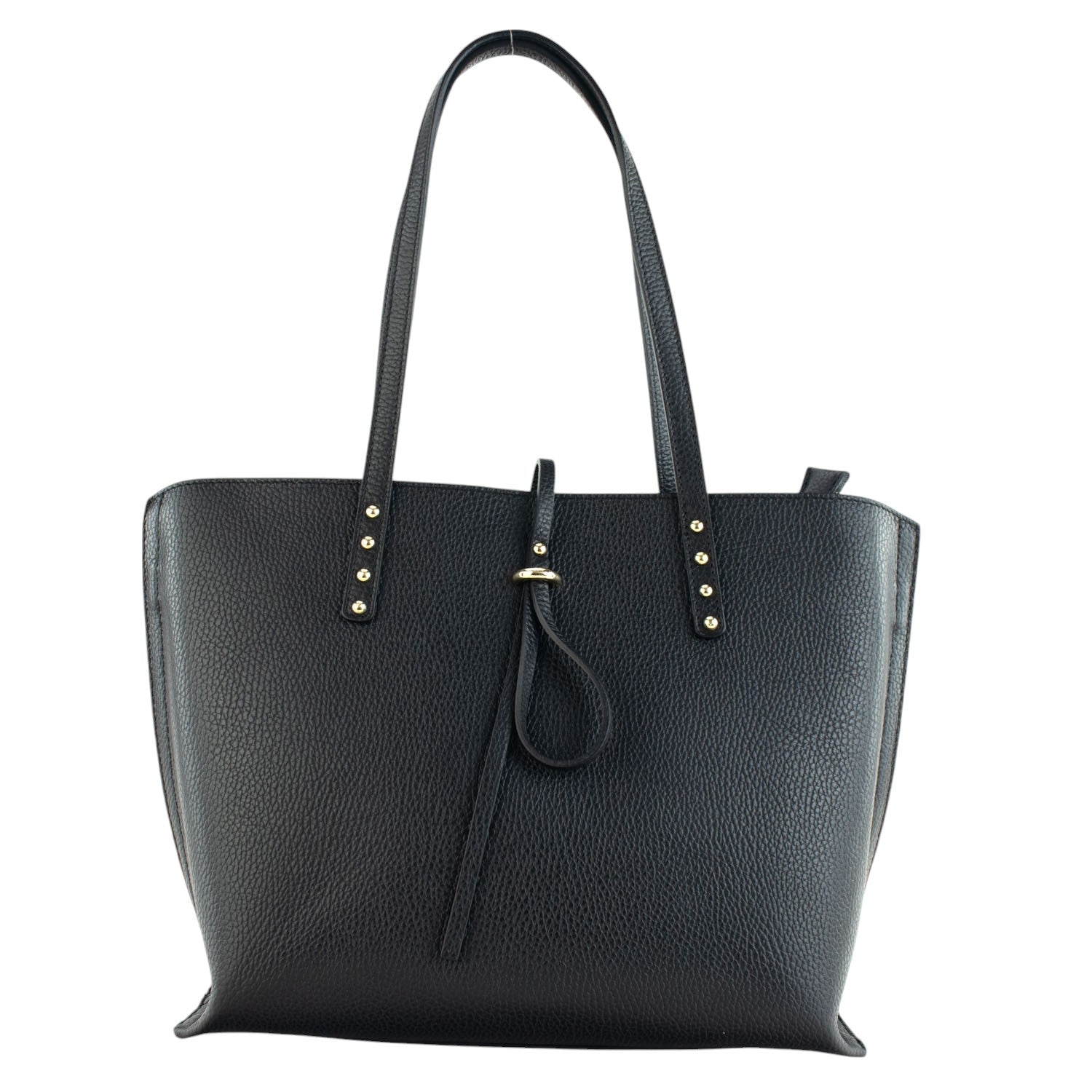 Bolso Shopper en Piel Pregato Loggia Negro - KimondoShop