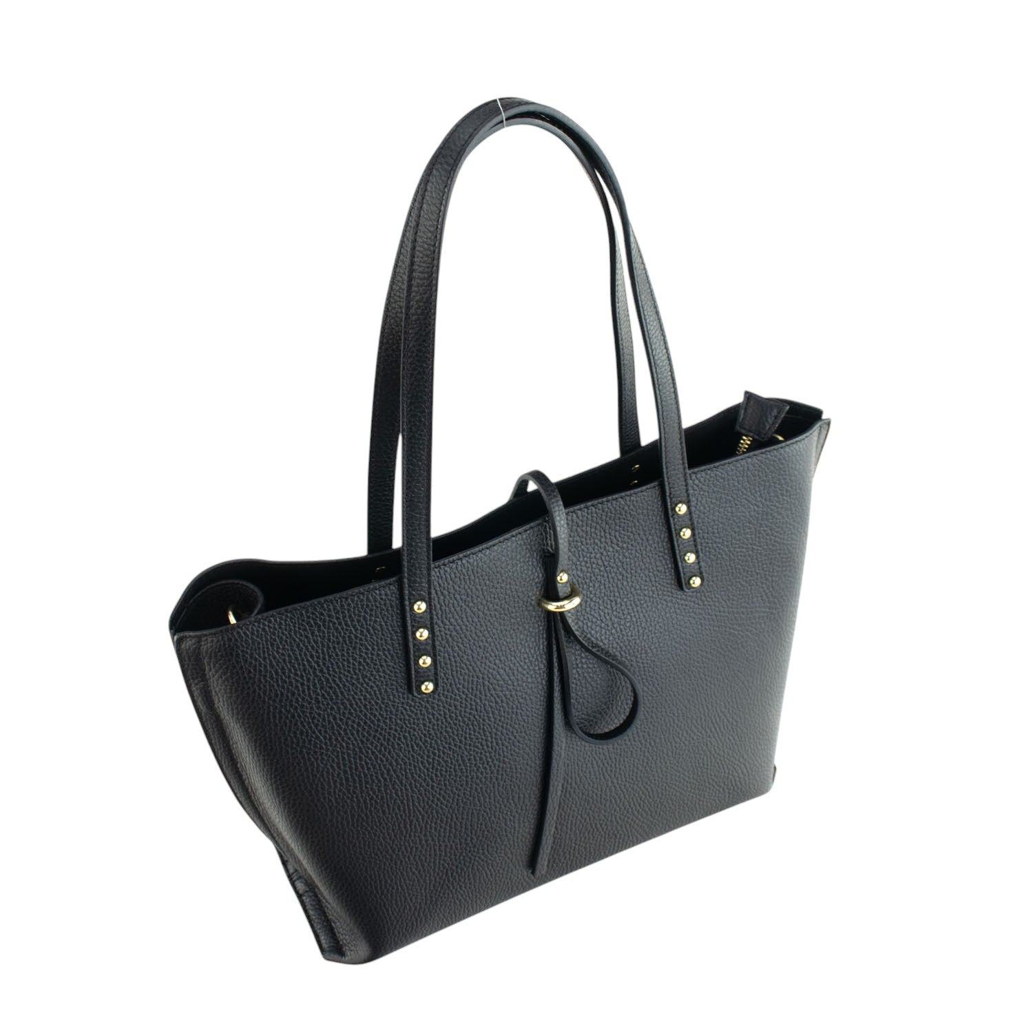 Bolso Shopper en Piel Pregato Loggia Negro - KimondoShop