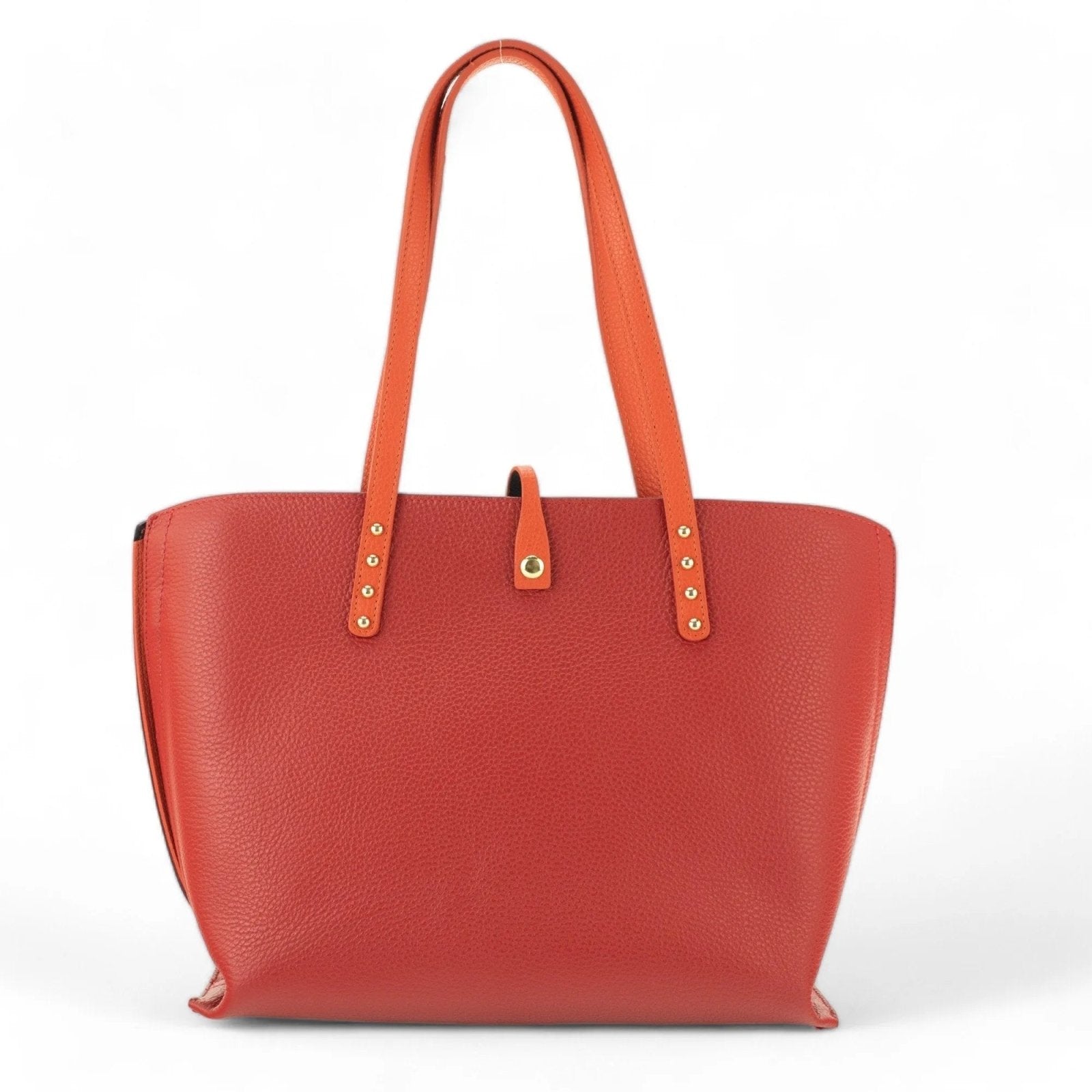 Bolso Shopper en Piel Pregato Loggia Rojo Naranja - KimondoShop