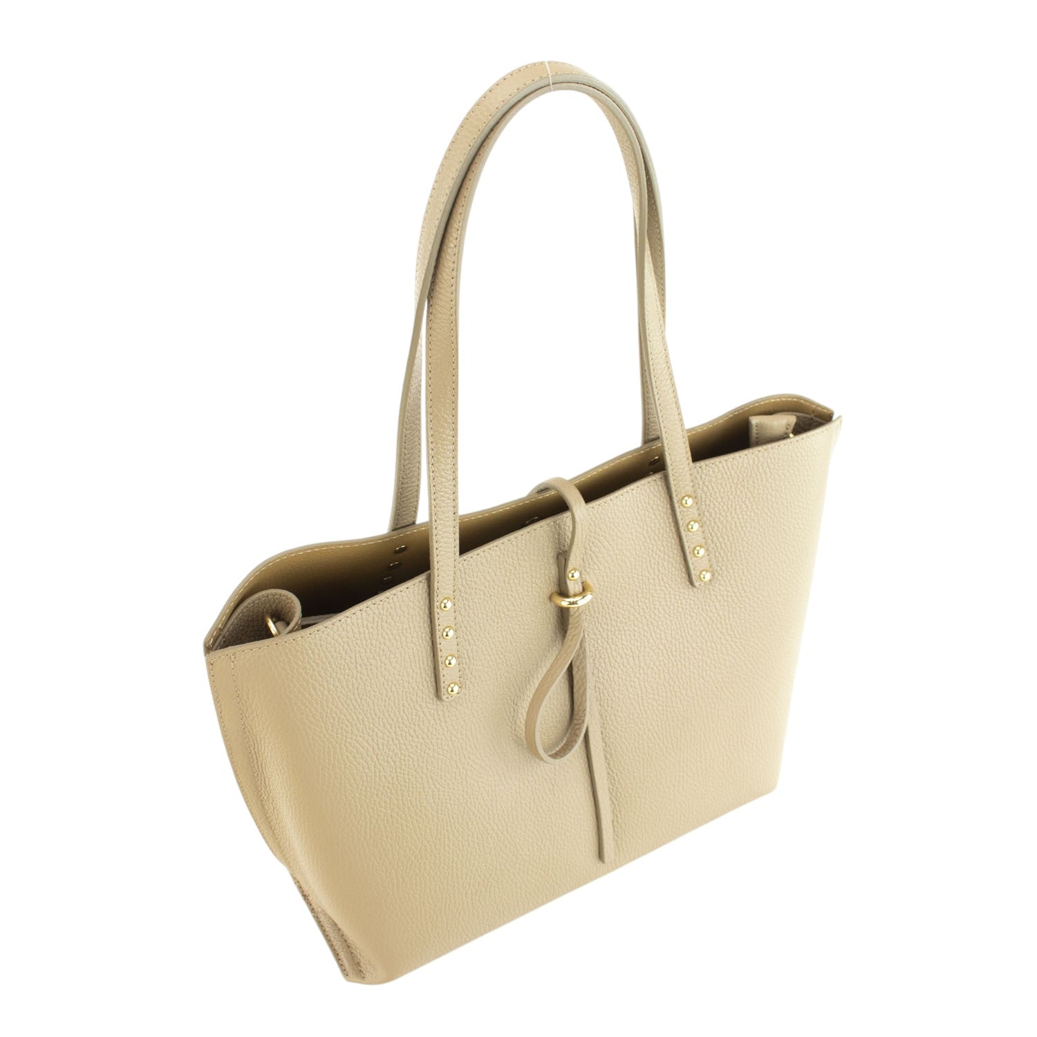 Bolso Shopper en Piel Pregato Loggia Taupe claro - KimondoShop