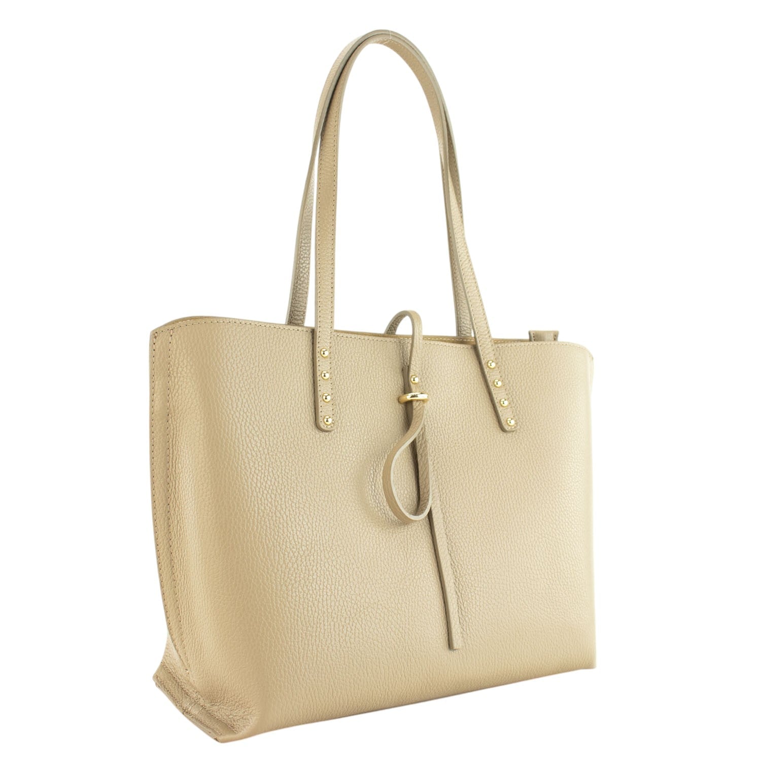 Bolso Shopper en Piel Pregato Loggia Taupe claro - KimondoShop