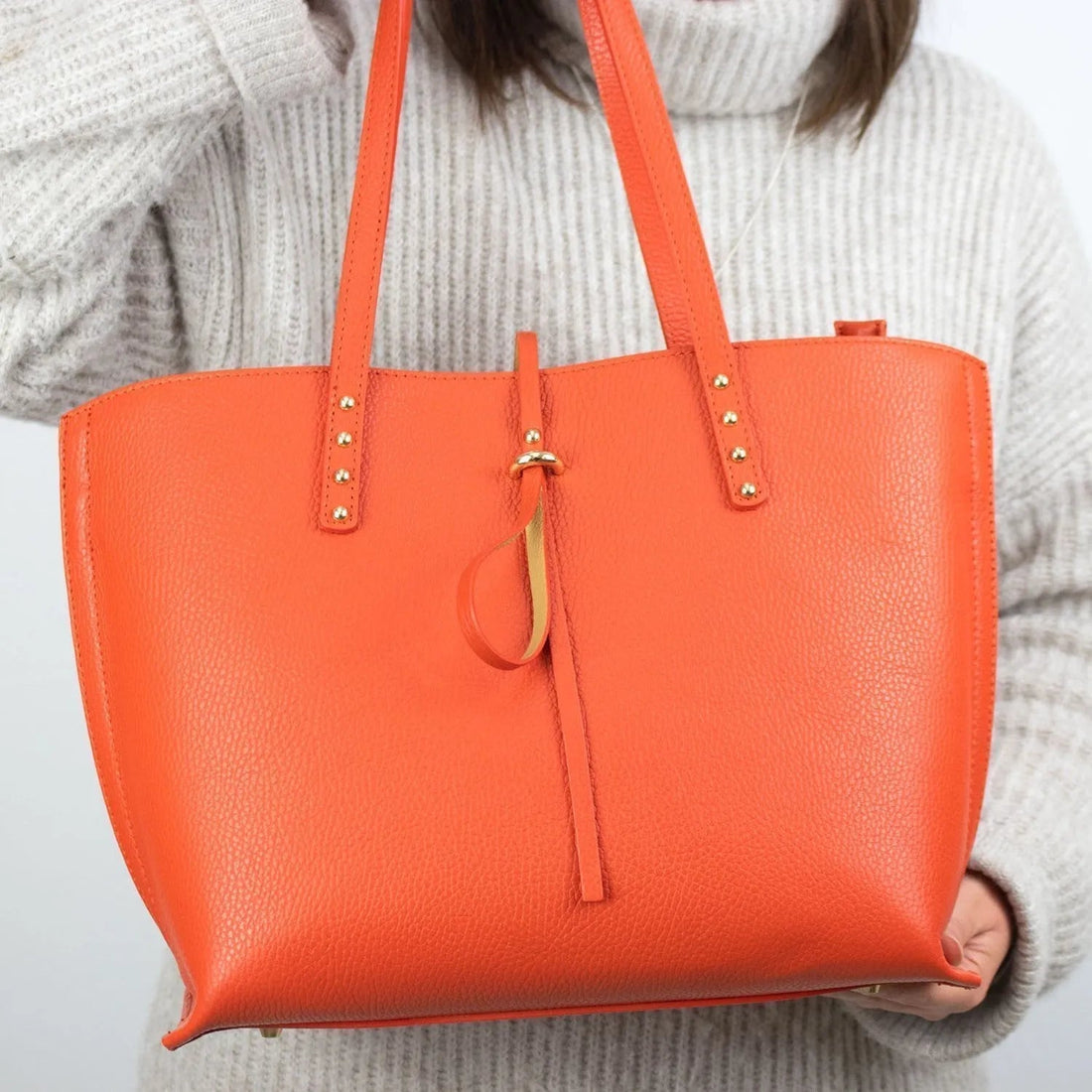 Bolso Shopper en Piel Pregato Loggia Teja - KimondoShop