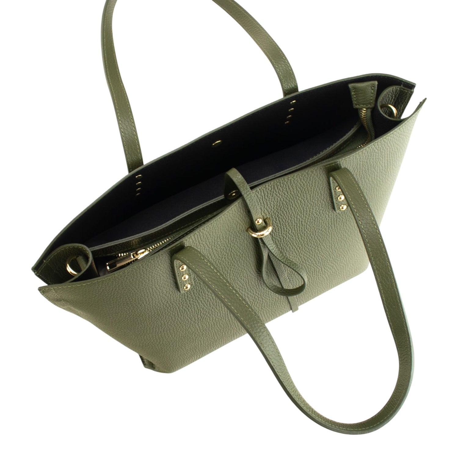 Bolso Shopper en Piel Pregato Loggia Verde - KimondoShop