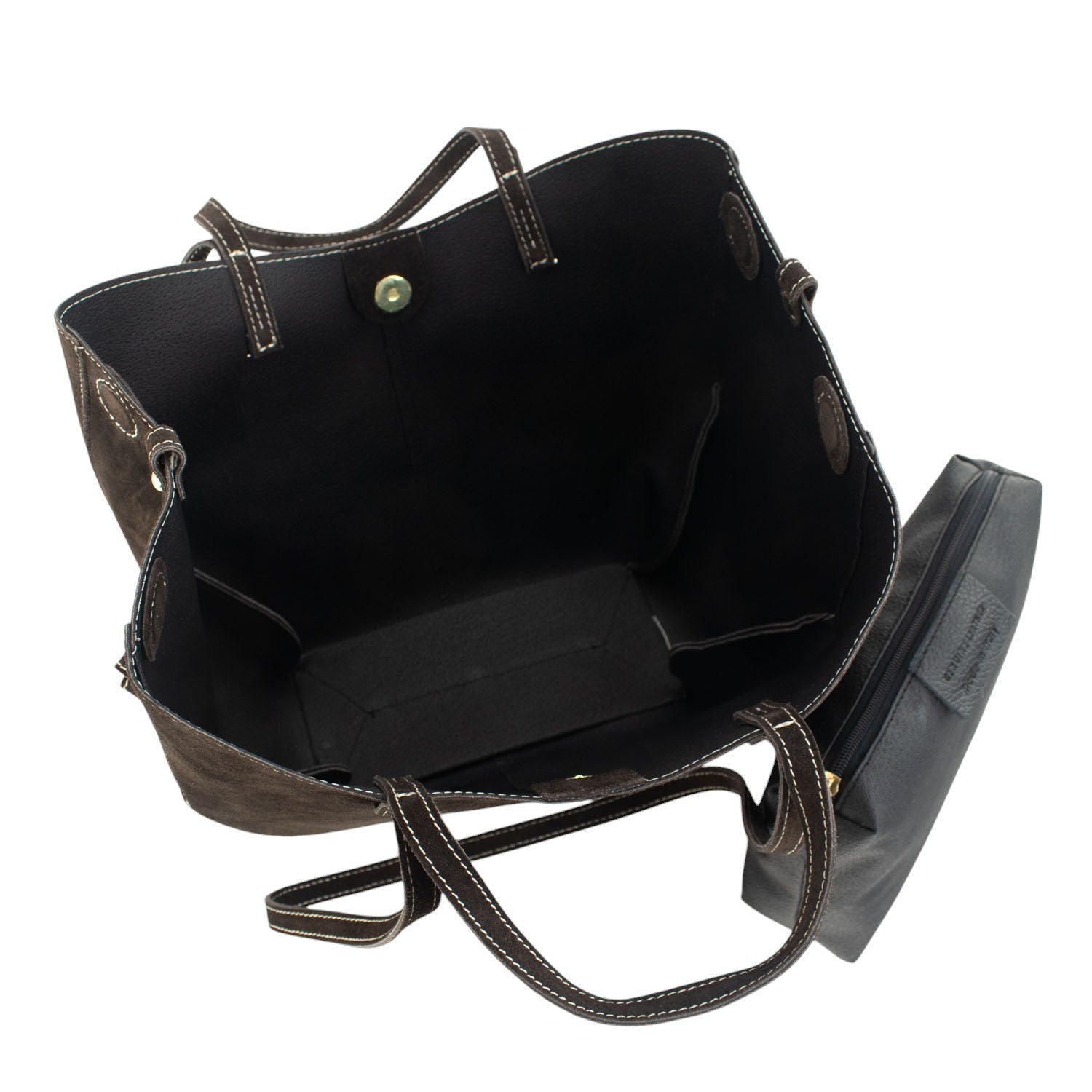 Bolso shopper Piel Pregato Venetto Marrón oscuro - KimondoShop