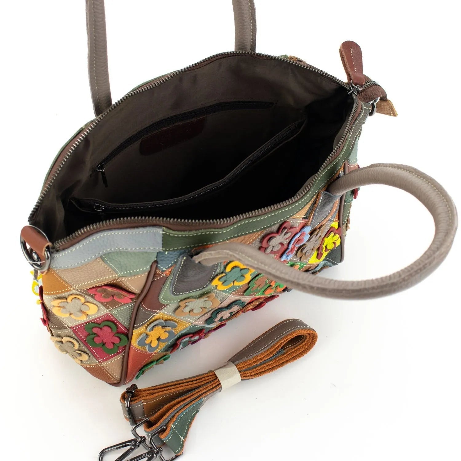 Bolso tote de Piel Pregato Mosaic Flowers - KimondoShop